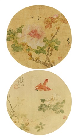 花鳥扇面 民國溥儒花鳥扇面- 故宮