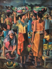 Market Scene by Vicente Manansala