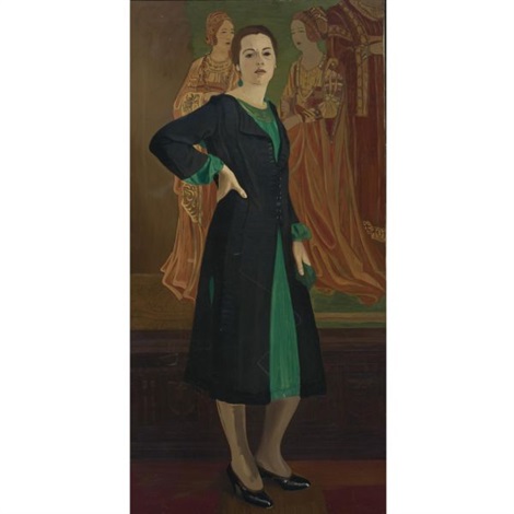 Portrait of Katherine Campbell in a green dress by Svetoslav Nikolaevich  Roerich on artnet