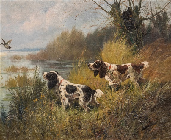 Eugène Petit: Perdigueiros espantando as perdizes