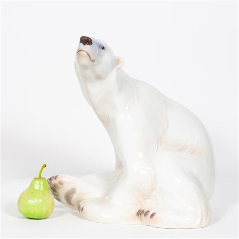 Large Danish Bing Grondahl Porcelain Polar Bear by Niels Nielsen