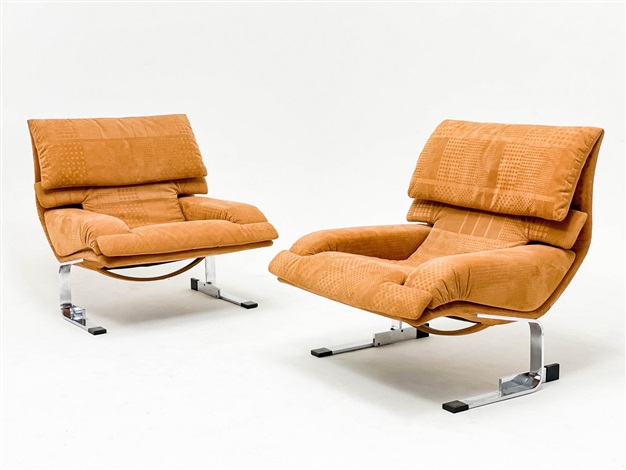 PAIR OF SAPORITI ITALIA ONDA LOUNGE CHAIRS by Giovanni Offredi on