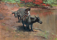 BASUKI ABDULLAH（バスキ　アブドウラ）、収穫 BASUKI ABDULLAH（バスキ アブドウラ）、収穫 Ploughing the Sawah