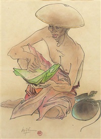 LEE-MAN-FONG（李 曼峰）、バリ女の素描、希少な額装用大判画集