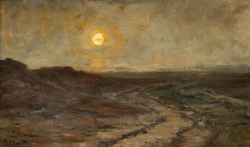 Stemmig avondgezicht van duinen en zee by Sientje Mesdag van Houten on