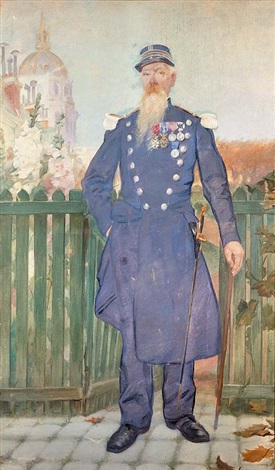 Le Colonel Henri Willette devant les Invalides by Adolphe Léon Willette