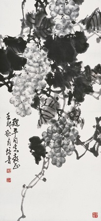 墨葡萄立轴水墨纸本by Cui Peilu on artnet