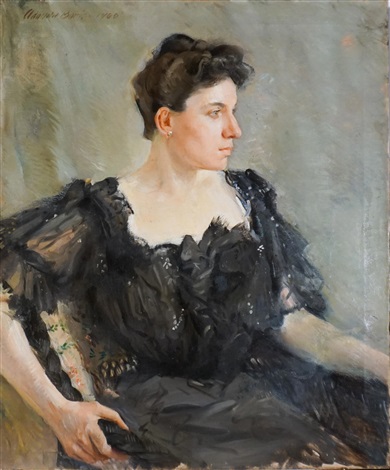 Portrait of a Lady in Profile by Adolphe Borie on