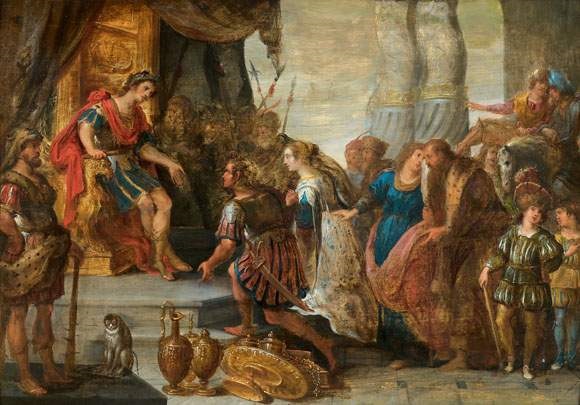 La continence de Scipion 2 panels by Balthasar Beschey on