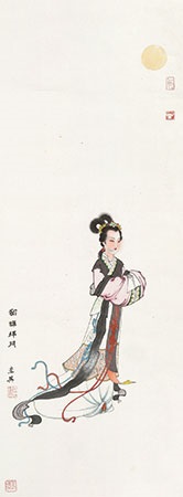 貂蝉拜月立轴设色纸本by Ren Shuaiying on artnet