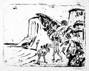 Badende am Steilufer by Erich Heckel on