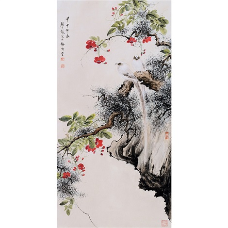 颜伯龙《花鸟》纸本立轴by Yan Bolong on artnet 