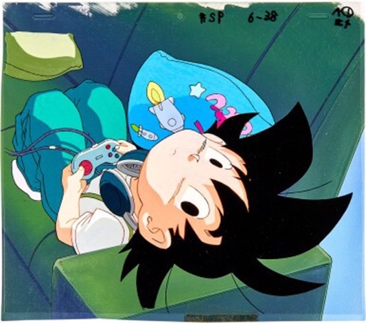 Dragon Ball Z Season 1 Episode 30 Goku 1st Kaio Ken Production Cel A8 with  Painted Background Toei Animation, 1989 by Toei Animation on artnet