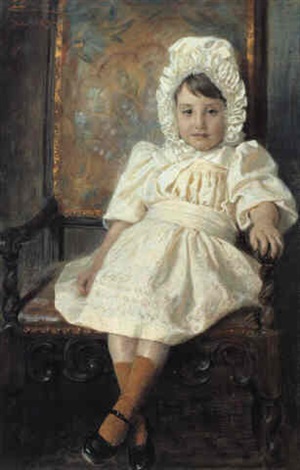 pige i hvid kjole siddende i en stol by Peder Severin Krøyer on artnet