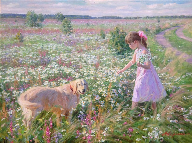aleksandr-averin-a-little-girl-picking-f