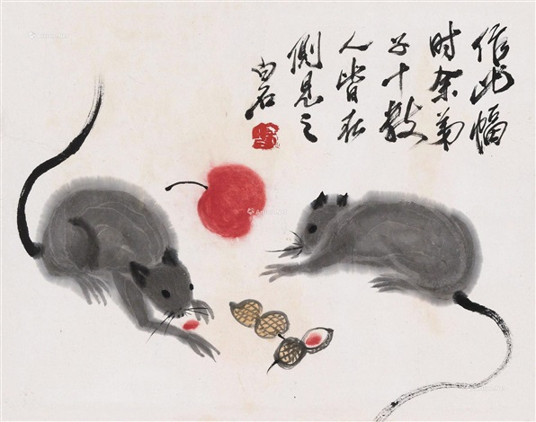 硕鼠图 立轴 设色纸本 by Qi Baishi on artnet
