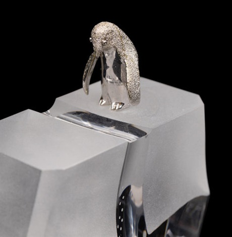 A Steuben Glass and Silver Ice Hunter Sculpture by James Archibald