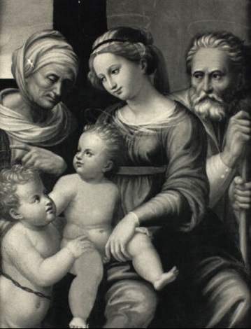 Holy family with the infant Saint John the Baptist and Saint Elizabeth ...