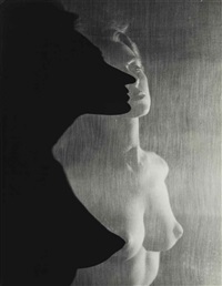 shadow profile behind veil by erwin blumenfeld