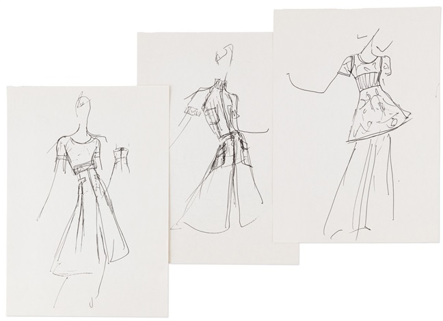 Three original sketches on paper by Karl Lagerfeld on artnet