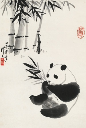 熊猫立轴水墨纸本by Wu Zuoren on artnet