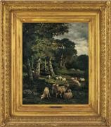 フォンテーヌブローの森の羊飼いの少女と羊の群れ by Charles