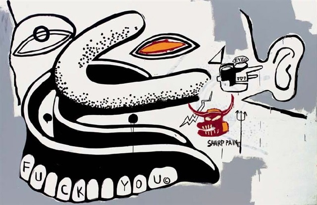 Fuck you, dentures by Jean-Michel Basquiat and Andy Warhol