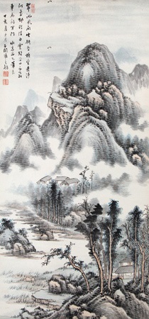 中国美術 紙本 山水画 掛軸 中国美術 紙本 山水画 掛軸 【公式通販】