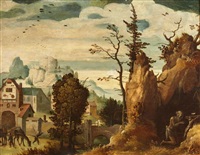 Paysage à l’église et aux rochers avec saint Jérôme priant