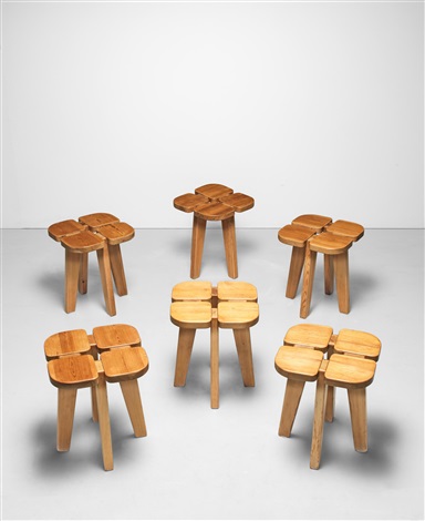 Set of six Apila Four-leaf clover stools, 1960s by Olof Ottelin on