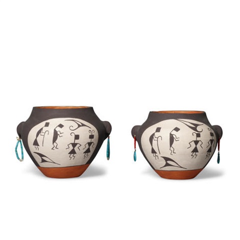 Two Frances Pino Torivio polychrome effigy jars by Frances Pino Torivio ...