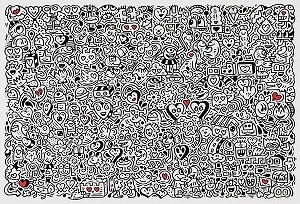 Mr Doodle　版画　Love Land Mr Doodle | Mr & Mrs Doodle kiss in Lovey Dovey Land (2023
