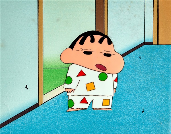 Crayon Shin-chan by Shin-Ei Animation Co., Ltd. Shin-chan in Pajamas  Animation Cels with Hand-painted Background 穿睡衣的小新賽璐璐，附手繪原裝背景by Shin-Ei