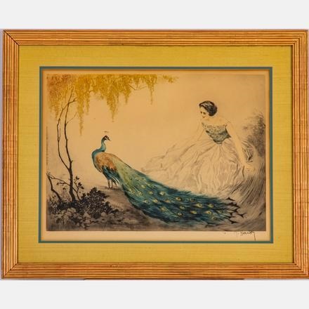 jean hardy リトグラフ　Lady with Peacock Lady with Peacock, ca. 1920s by Jean Hardy on artnet
