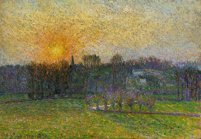 Coucher de soleil, Bazincourt by Camille Pissarro on artnet
