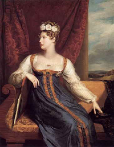 Portrait of Princess Charlotte Augusta, wearing a blue and gold dress and  the Star of Catherine of Russia by George Dawe on artnet