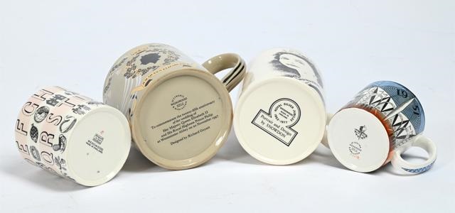 THREE 1953 CORONATION COMMEMORATIVE MUGS AND A NURSERY ALPHABET MUG by ...