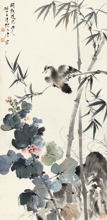 灵鸟栖枝立轴纸本lovely bird on branch by Tang Yun on artnet