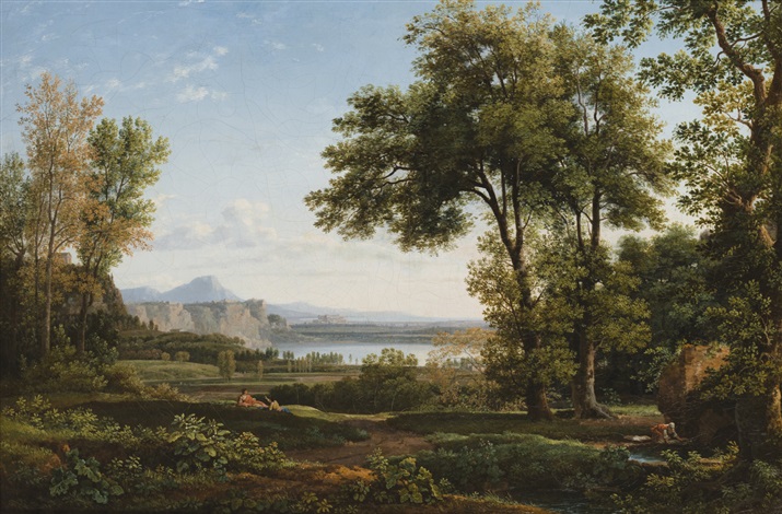 Jean-Victor Bertin French Neoclassical Italianate Landscape with River