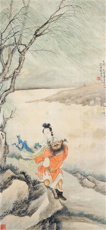 钟馗嫁妹镜框设色绢本by Rong Zuchun on artnet