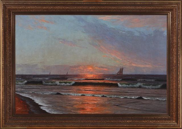 Coastal scenery with a sunset by Gustav Rimmer on artnet