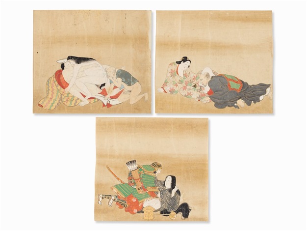 3 Shunga Paintings by Yanagawa Shigenobu on artnet