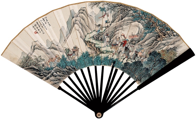 钟馗嫁妹成扇设色纸本by Li Shu on artnet