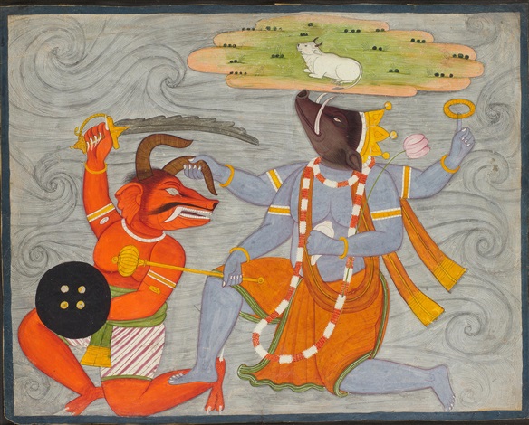 Varaha avatar the Boar avatar of Vishnu in combat with the demon ...