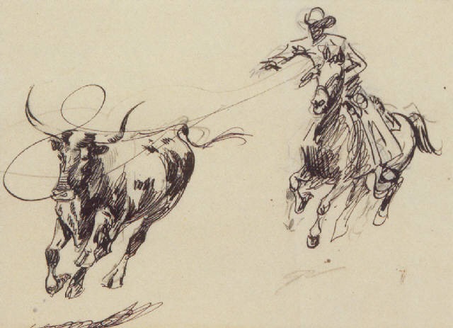 Roping longhorn by Edward Borein on artnet