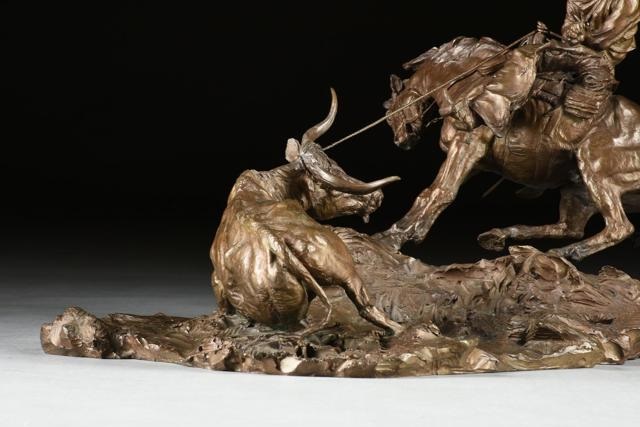 Cowboy Roping a Longhorn from Horseback by Ed Broughton on artnet