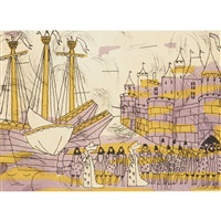 絵画 Julian Trevelyan Aigues Mortes Julian Trevelyan RA, Aigues Mortes – Original 1975 etching