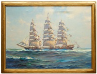 k393 額装絵画 Frank Vining Smith「帆船」木製額縁 ガラス k393 額装絵画 Frank Vining Smith「帆船」木製額縁 ガラス 絵画