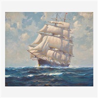 k393 額装絵画 Frank Vining Smith「帆船」木製額縁 ガラス Frank Vining Smith - Biography