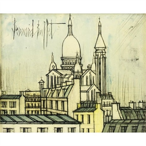 ベルナール・ビュッフェ、Le Sacre-coeur de Montmartre ベルナール・ビュッフェ、Le Sacre-coeur de Montmartre